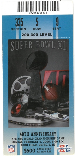 2006 Super Bowl XL Ticket - Ford Field in Detroit