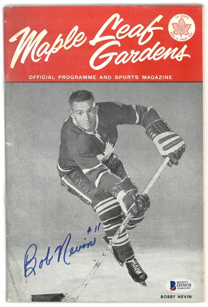 Bob Nevin Autographed Maple Leaf Gardens 1963 Cup Finals Winning Program