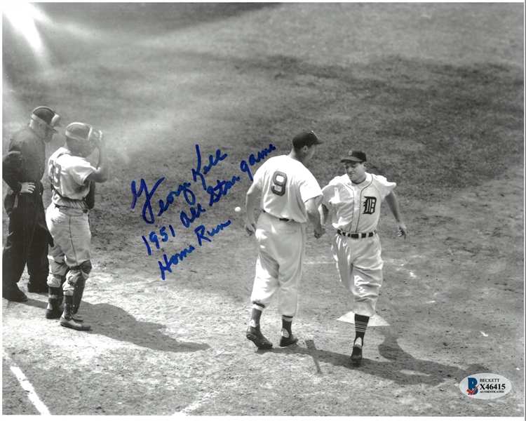 George Kell Autographed 8x10 Photo w/ 1951 All Star Homer