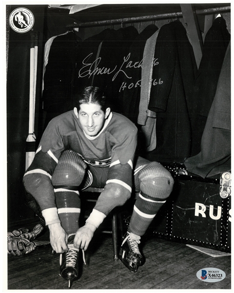Elmer Lach Autographed 8x10 Photo w/ HOF