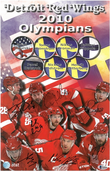 Red Wings 2010 Olympians 11x17 Signed by 7