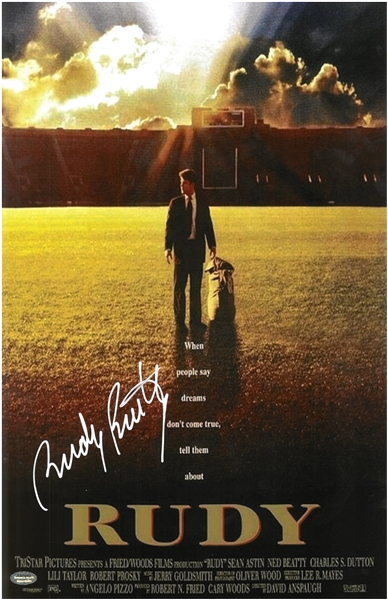 Rudy Ruettiger Autographed 11x17 Movie Poster