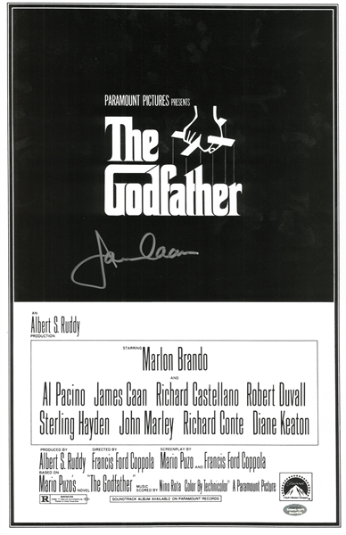 James Caan Autographed 11x17 Godfather Movie Poster