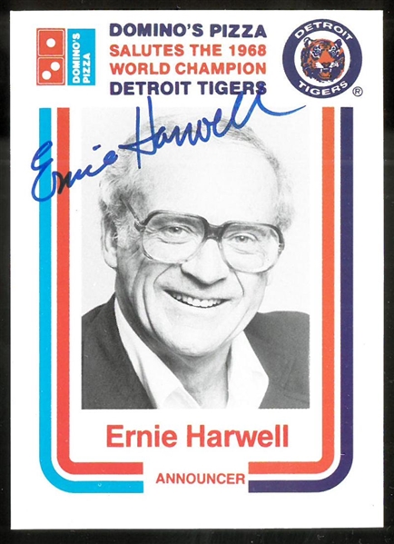 Ernie Harwell Autographed Dominos Pizza Card