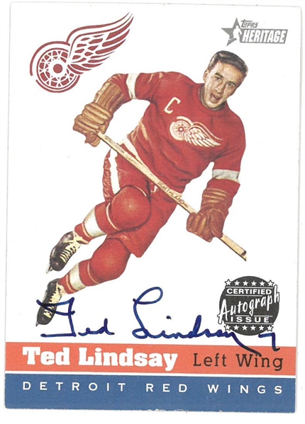Ted Lindsay Autographed Topps Heritage Card
