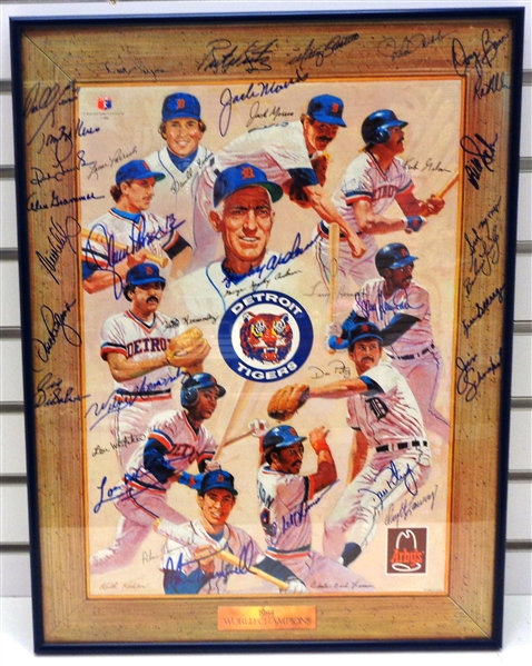 1984 Detroit Tigers 16x20 Team Signed Arbys Litho (28 Autos)