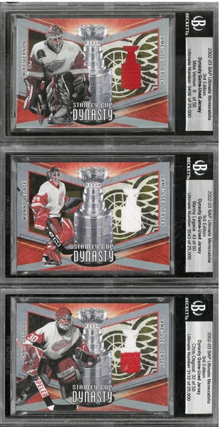 Red Wings Goalies Jersey Card Lot