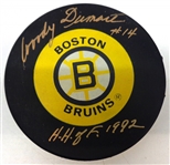 Woody Dumart Autographed Boston Bruins Puck