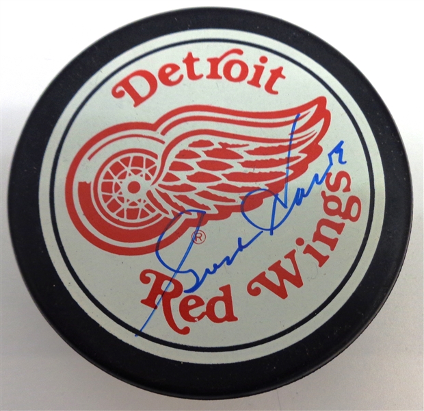 Gordie Howe Autographed Large Logo Red Wings Puck