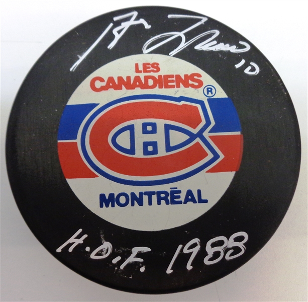 Guy Lafleur Autographed Canadiens Puck w/ HOF