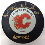 Lanny McDonald Autographed Flames Puck