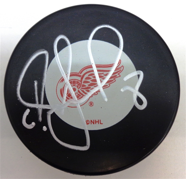 Igor Larionov Autographed Red Wings Puck