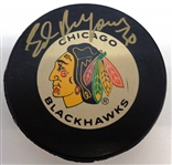 Ed Belfour Autographed Blackhawks Puck