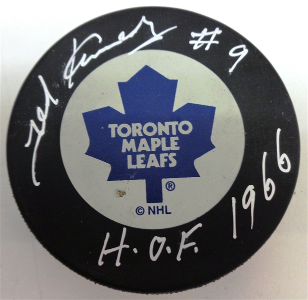 Ted Kennedy Autographed Maple Leafs Puck w/ HOF