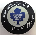 Ted Kennedy Autographed Maple Leafs Puck w/ HOF