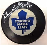 Harry Lumley Autographed Maple Leafs Puck w HOF