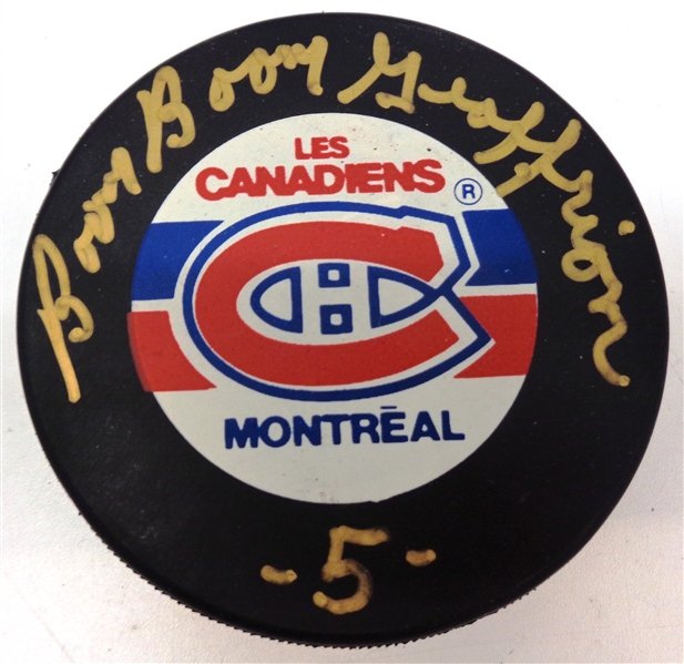 Boom Boom Geoffrion Autographed Canadiens Puck