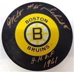 Milt Schmidt Autographed Bruins Puck