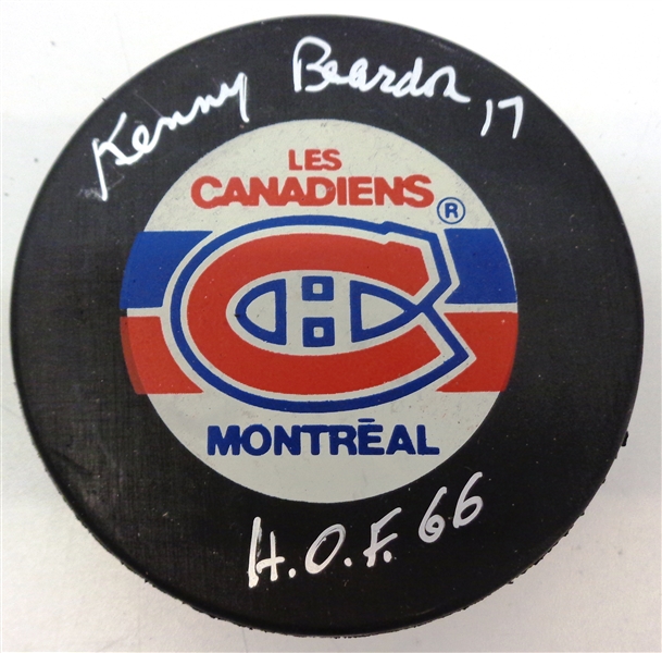 Kenny Reardon Autographed Canadiens Puck w/ HOF