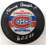 Kenny Reardon Autographed Canadiens Puck w/ HOF