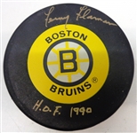 Fern Flaman Autographed Bruins Puck