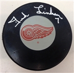 Ted Lindsay Autographed Red Wings Puck
