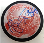 Johan Franzen Autographed Red Wings Puck