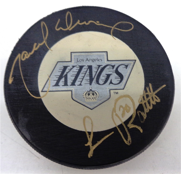 Marcel Dionne & Luc Robitaille Autographed Kings Puck