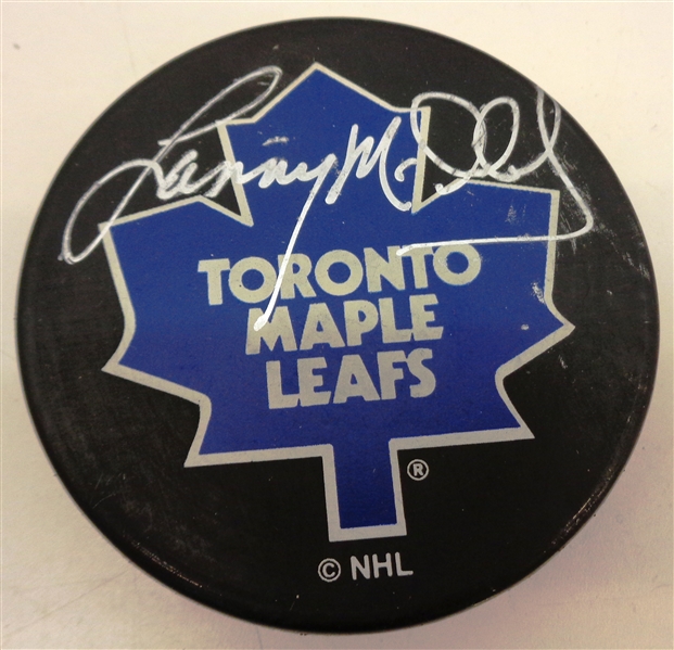 Lanny McDonald Autographed Maple Leafs Puck