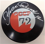 Yvan Cournoyer Autographed 72 Canada Puck