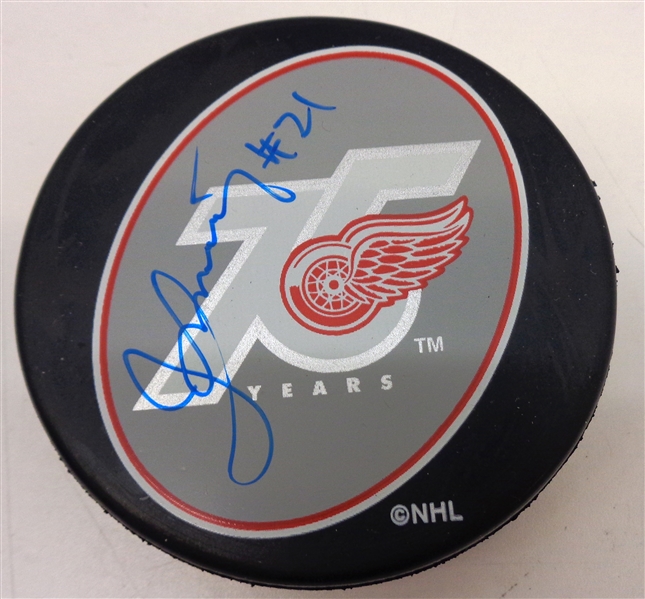 Borje Salming Autographed Red Wings 75 Puck