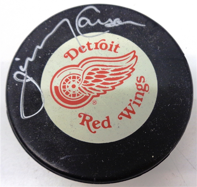 Jimmy Carson Autographed Red Wings Puck