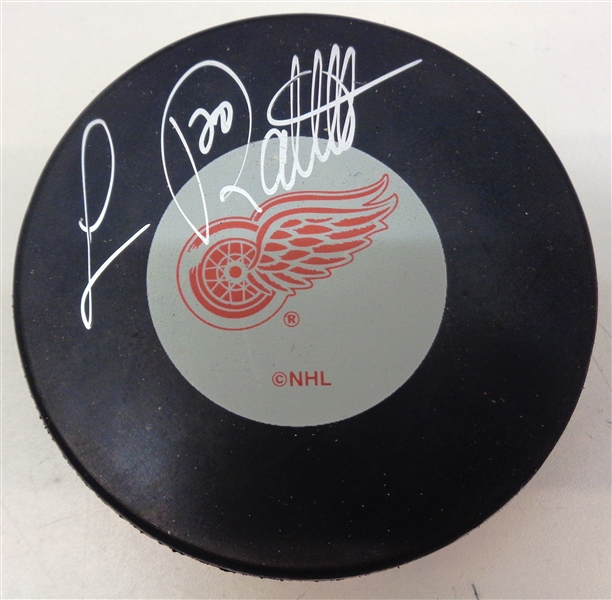 Luc Robitaille Autographed Red Wings Puck
