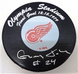 Greg Joly Autographed Puck w/ Custom Olympia Stadium Final Goal