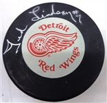Ted Lindsay Autographed Red Wings Puck