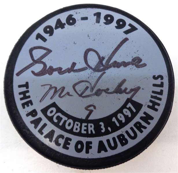 Gordie Howe Autographed 6 Decades Puck