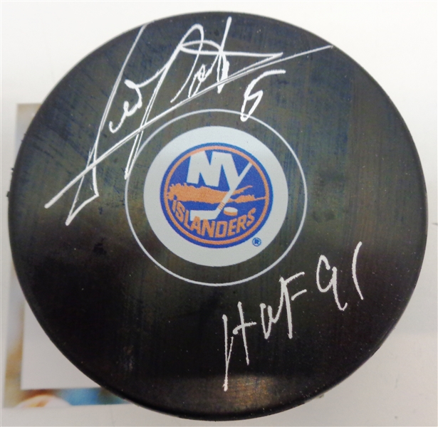 Denis Potvin Autographed Islanders Puck w/ HOF