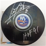 Denis Potvin Autographed Islanders Puck w/ HOF