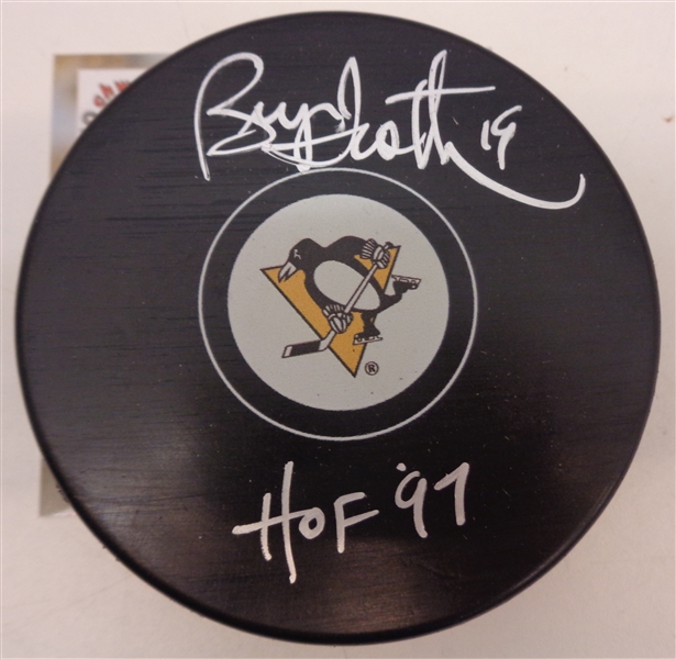 Bryan Trottier Autographed Penguins Puck