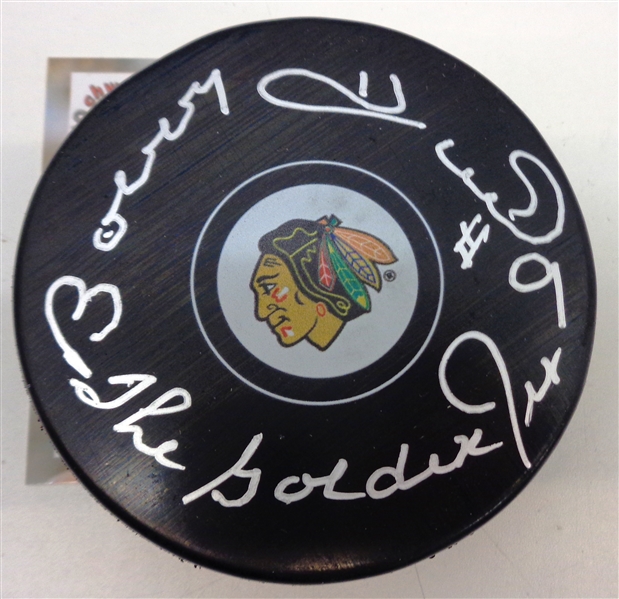Bobby Hull Autographed Blackhawks Puck w/ The Golden Jet