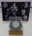 Jean Beliveau Autographed Puck w/ Photo Display Case