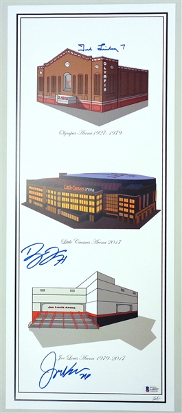 Detroit Hockey Arenas 10x24 Signed by Lindsay, Larkin & Kocur
