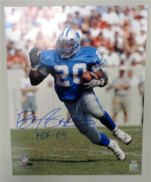 Barry Sanders Autographed 16x20 Photo w/ HOF
