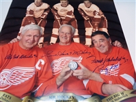 Production Line 2 Autographed 16x20 - Howe/Delvecchio/Mahovlich