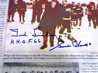 Ted Lindsay & Gordie Howe Autographed 12x14 News Reprint