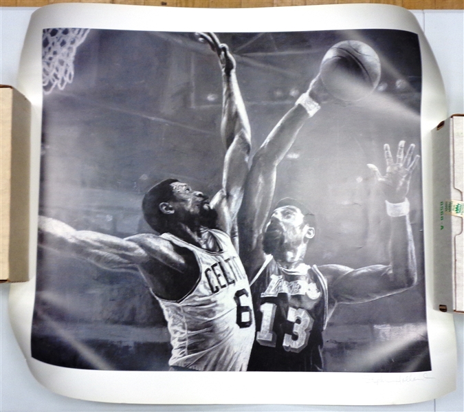 Wilt Chamberlain & Bill Russell 28x30 Lithograph