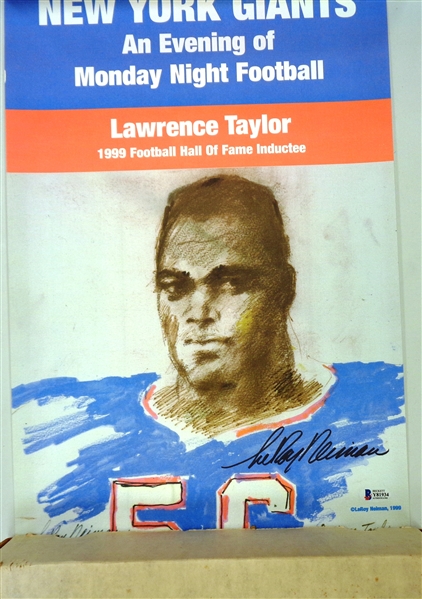 LeRoy Nieman Autographed 11x14 Lawrence Taylor Litho