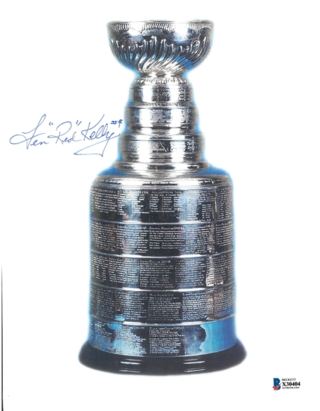 Red Kelly Autographed 8.5x11 Cup Photo
