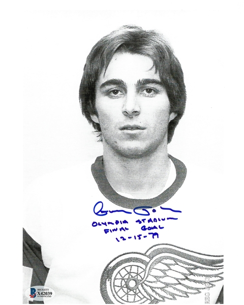 Greg Joly Autographed 8x10 w/ Olympia Stadium Final Goal