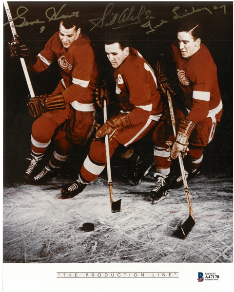 Production Line Autographed 8x10 Photo Howe/Lindsay/Abel Classic Pose